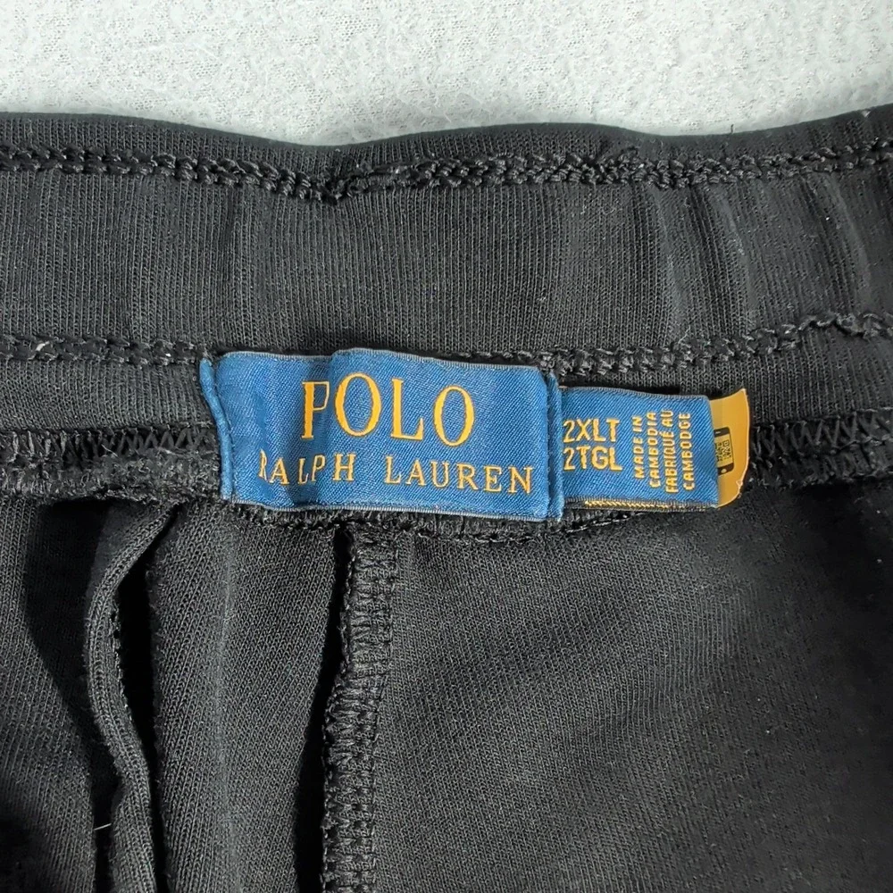 Polo Ralph Lauren Joggers‎ Mens 2XLT Black Gold Spell Out Logo Sweatpants Tall